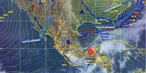 Mantiene depresión nueve la trayectoria a Campeche y península de Yucatán