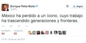 México ha perdido a un ícono, lamento muerte de Chespirito: Enrique Peña Nieto