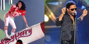 Lenny Kravitz y Katy Perry en el Super Bowl XLIX
