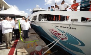 Ponen en marcha el gobernador y el titular de Puertos y Marimba Mercante servicio las Naviera Barcos Caribe