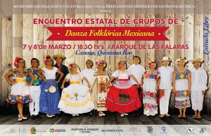 Primer encuentro estatal de grupos de Danzas Folclóricas Mexicanas en el parque de las palapas de Cancún