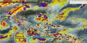 La onda tropical número 17 generara lluvias intensas y vientos fuertes en el Sureste
