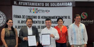 Mauricio Góngora Firma convenio de hermanamiento con Municipio de Cuernavaca