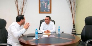 Recibe Rolando Zapata Bello al presidente municipal de Mérida, Mauricio Vila Dosal