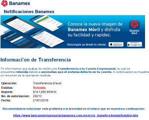Cuidado, falso correo de Banamex circula por la red