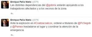 Ordena Enrique Peña Nieto a Pemex y PC atender explosión en Coatzacoalcos