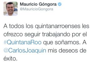 Reconoce Mauricio Góngora que las tendencias no le favorecen y desea éxitos a Carlos Joaquín