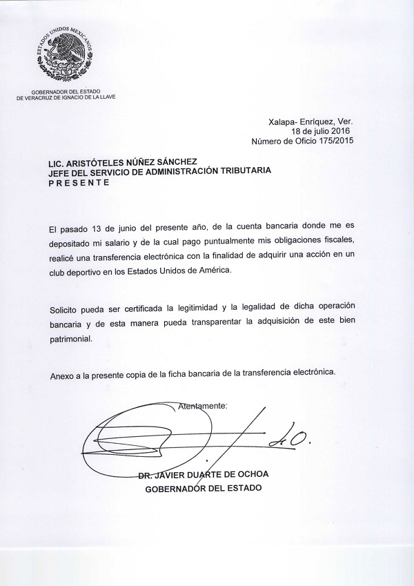 Carta al SAT Duarte