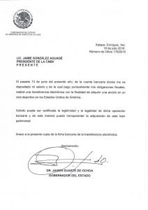 Solicita Javier Duarte a la CNBV que legitime transacción por membresía en EU