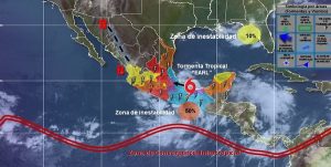 Nueva onda tropical se aproxima a la Península de Yucatán generando chubascos fuertes