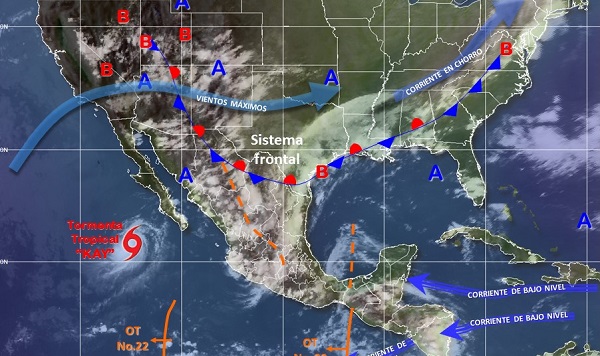 Clima vigilancia onda tropical 23 y tormenta kay