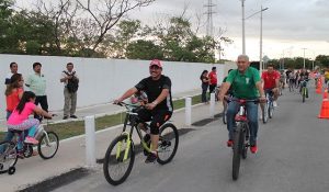 Realizan exhibiciones deportivas como parte de la biciruta de Kanasín