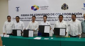 Firma Centro convenio con los Colegios de Ingenieros Civiles, Mecánicos Electricistas y Arquitectos
