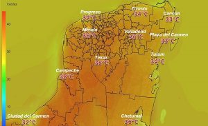 Temperaturas calurosas en la Península de Yucatán