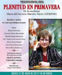 Presentarán el libro de prosa poética “Plenitud en Primavera” en la casa de Tabasco en México
