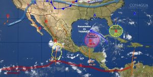 Continúa el pronóstico de tormentas en Chiapas, Tabasco, Campeche, Yucatán y Quintana Roo