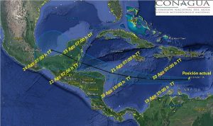 Harvey mantiene su avance sobre el Mar Caribe