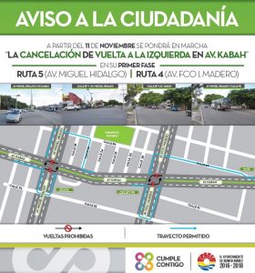 Implementa transito acciones para agilizar la circulación en avenida Kabah de Benito Juárez