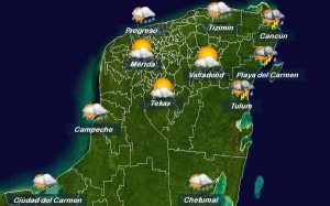 Condiciones calurosas y chubascos vespertinos durante el fin de semana en la Península de Yucatán