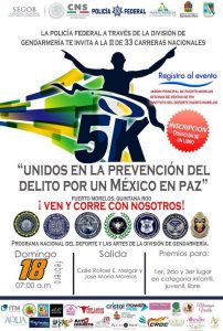 Todo listo para la carrera atlética que organiza la Policía Federal en Puerto Morelos