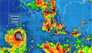 La tormenta tropical Emilia se localiza al sur-suroeste de Cabo San Lucas