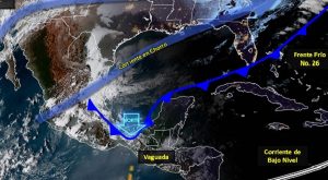 El frente frio 26 ocasionara tormentas puntuales fuetes en el oriente y sureste de México
