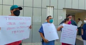 Protestan Trabajadores del ISSSTE en Cancún por falta de equipo para enfrentar COVID19