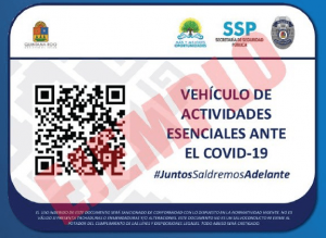 Repartirá SSP tarjetones para que vehículos ligados a actividades esenciales puedan circular sin problemas en Quintana Roo