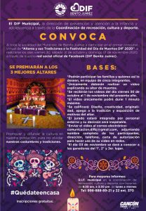 Invitan al primer concurso virtual de «Altares y sus tradiciones a la festividad del Día de Muertos DIF Cancún 2020»