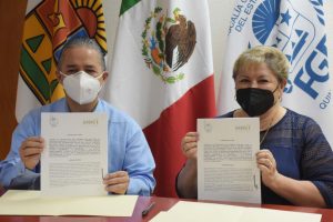 Firma FGE convenio de colaboración con la Asociación Mexicana de Mujeres Jefas de Empresa Cancún Asociación Civil A.C.(AMMJE)