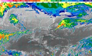 Para esta noche, prevalecerán las lluvias puntuales muy fuertes en el sureste de México y la Península de Yucatán
