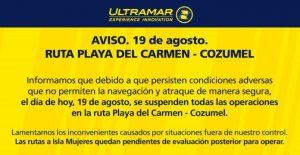Ferry reactivará operaciones de Cozumel a Playa del Carmen mañana