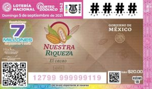 Devela Lotería Nacional billete alusivo a Nuestra Riqueza del Cacao