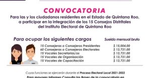 Reiteran invitación a la ciudadanía en Quintana Roo, para integrar los consejos Distritales