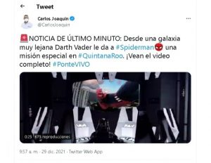 Darth Vader y Spiderman aliados del gobernador Carlos Joaquin para combatir Ómicron en Quintana Roo