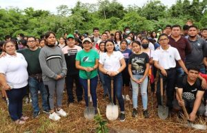 Encabeza Blanca Merari Tziu jornada de limpieza y reforestación en el colegio de bachilleres