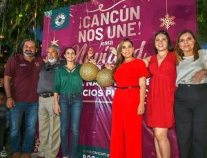 Mara Lezama encabezó encendido de la Villa Navideña en Cancún
