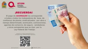 Verificará STyPS pago oportuno del aguinaldo a las y los trabajadores