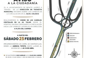 Gobierno municipal de Benito Juárez informa, operativo vial en bulevar Colosio