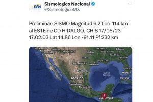 Sismo de magnitud 6.2 se registró este miércoles en Chiapas