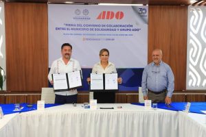 Lili Campos firma convenio con ADO para promover el turismo de Playa del Carmen