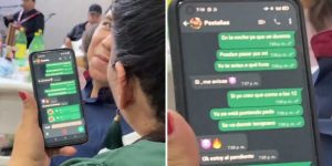 Exhiben a mujer que habla con amante por WhatsApp frente a marido (Video)