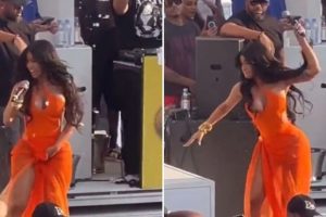 Lanzan bebida a Cardi B en pleno concierto y ella responde arrojándole el micrófono a una mujer