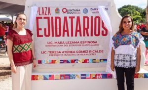 Atenea Gómez Ricalde y Mara Lezama inauguran la nueva Plaza Ejidatarios en Ciudad Mujeres