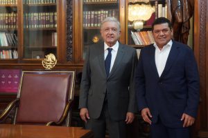 El gobernador electo de Tabasco, Javier May Rodríguez se reúne con el presidente, Andres Manuel López Obrador