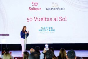 Promueve Mara Lezama el Caribe Mexicano ante touroperadores en Megafam del 50 aniversario de Grupo Piñero y su agencia de viajes Soltour