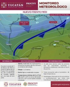 Nuevo frente frío mantendrá ambiente frío en Yucatán: Procivy