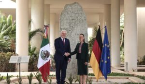 Presidenta Claudia Sheinbaum Pardo, recibe a su homólogo de la República Federal de Alemania, Frank-Walter Steinmeier, en el Museo Maya de Cancún
