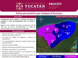 Prevén lluvias fuertes durante los próximos días en Yucatán