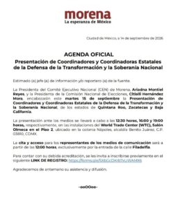 Anuncia Morena que dará a conocer al coordinador de la 4T en Quintana Roo, Zacatecas y Baja California